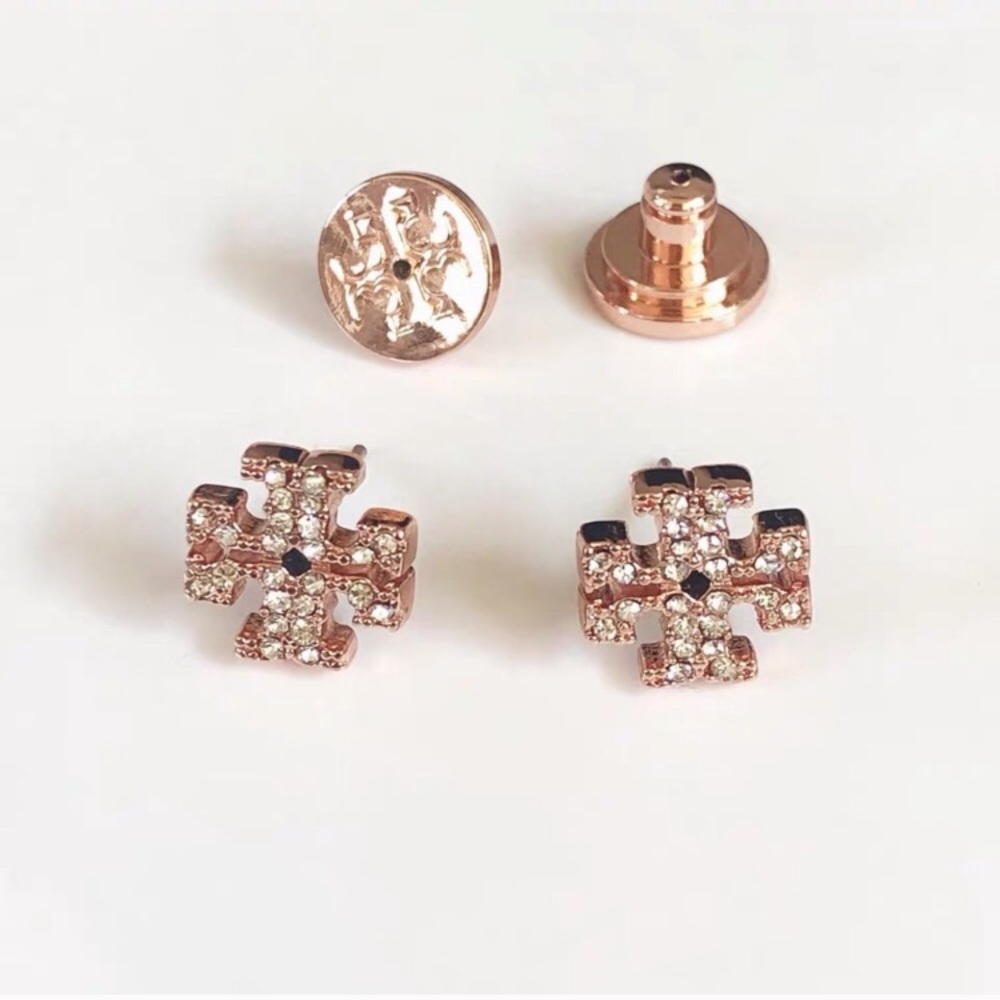 Tory Burch Logo gold crystal stud earrings - Picture 5 of 6